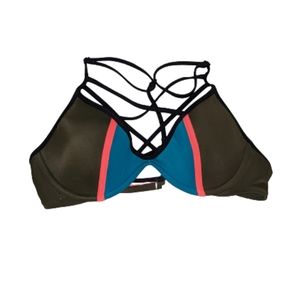 Last chance! PINK Victoria Secret Cage Front Color Block bikini top Size Medium